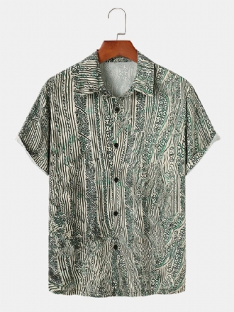 Herr Etniskt Tryck Kortärmad Hawaii Style Casual Skjortor