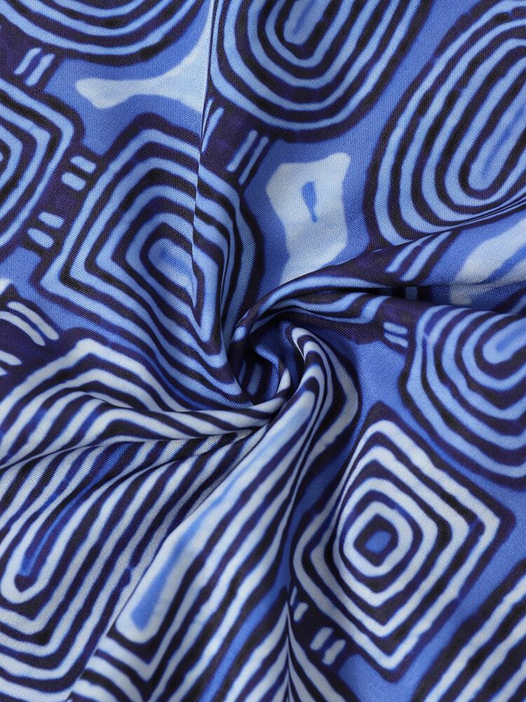 Herr Hoop Geometric Print Kortärmade Casual Shirts