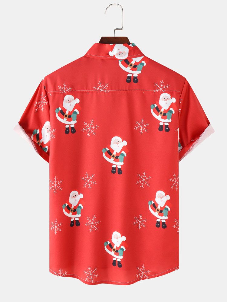 Herr Jultomte Snow Digitaltryckta Casual Short Shirts