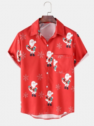 Herr Jultomte Snow Digitaltryckta Casual Short Shirts