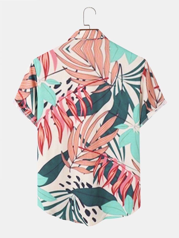 Herr Tropical Leaves Graphic Soft All Matchade Hudvänliga Skjortor