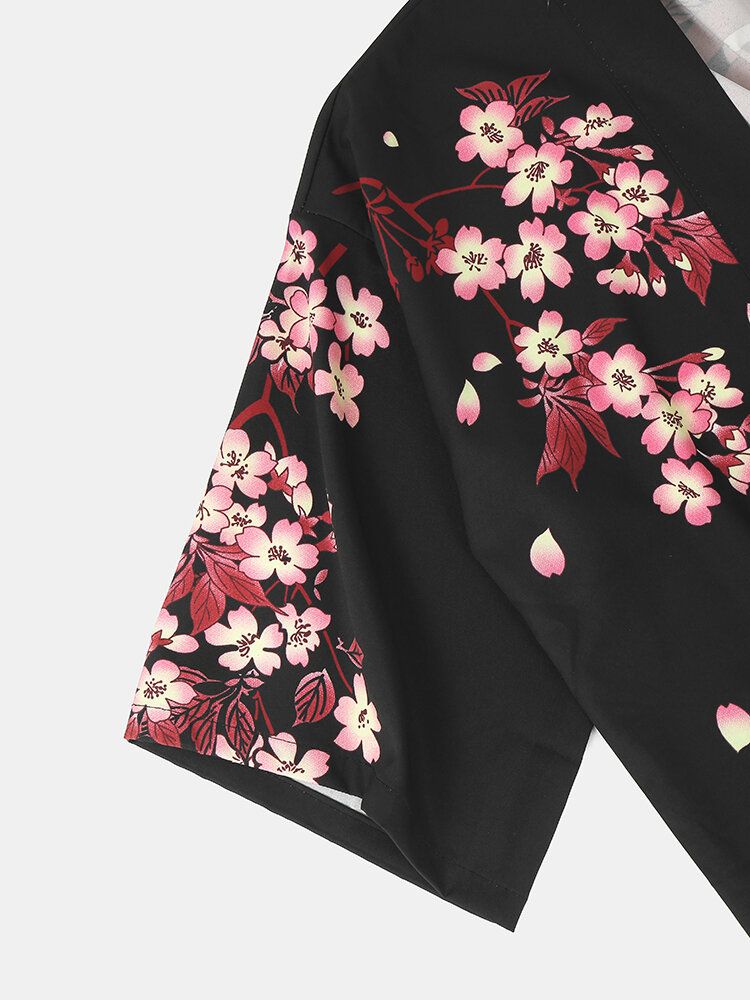 Kimonokarp Herr Med Blommönster Japansk Fisk Elastisk Midja Tvådelade Outfits