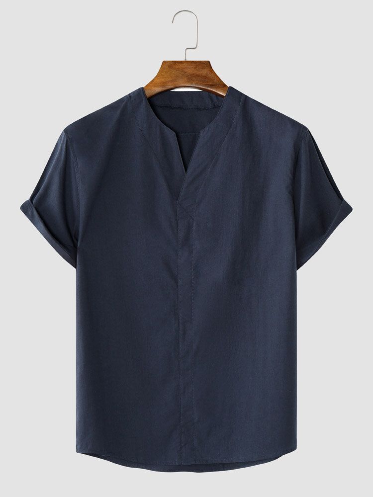 Män Enfärgad Fåll Manschett Casual Kortärmade Street Shirts