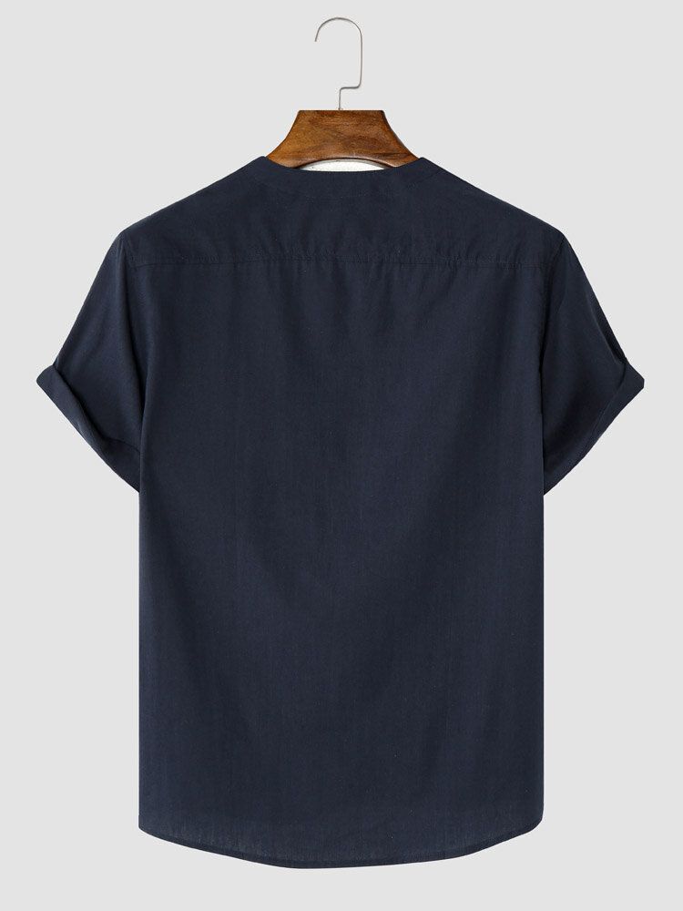 Män Enfärgad Fåll Manschett Casual Kortärmade Street Shirts