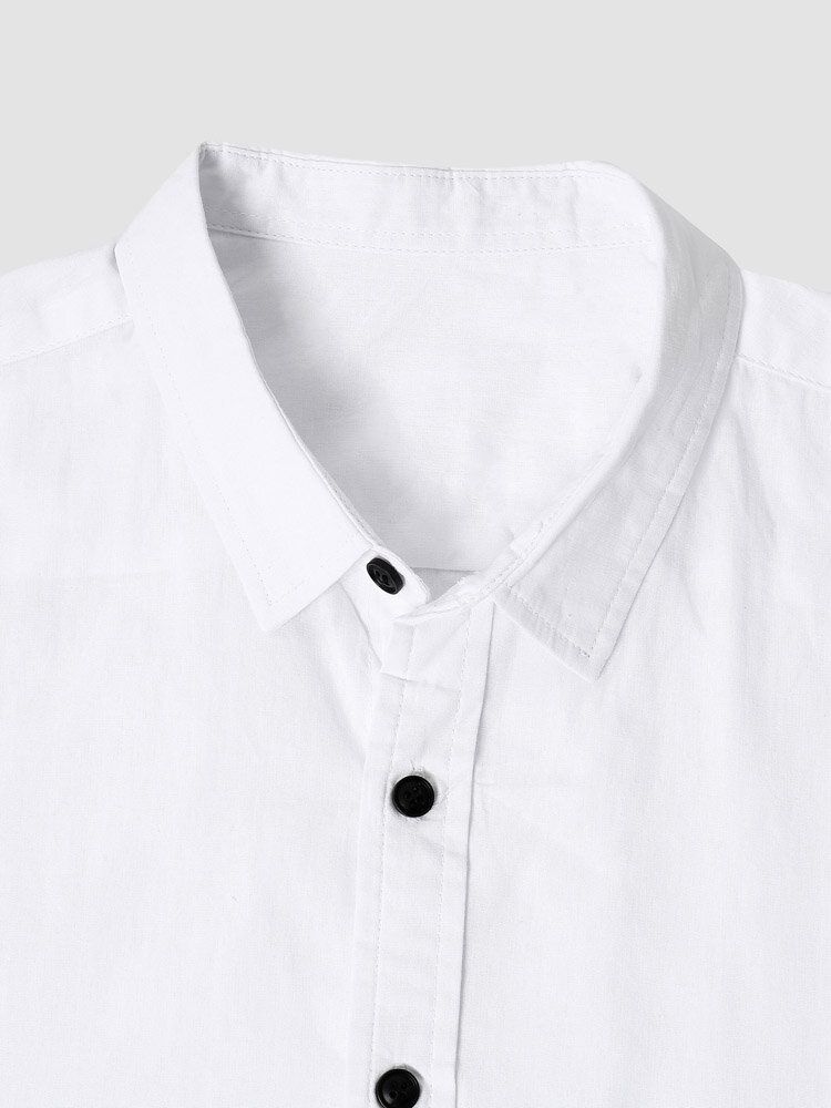 Män Enfärgad Främre Knapp Casual Kortärmade Street Shirts