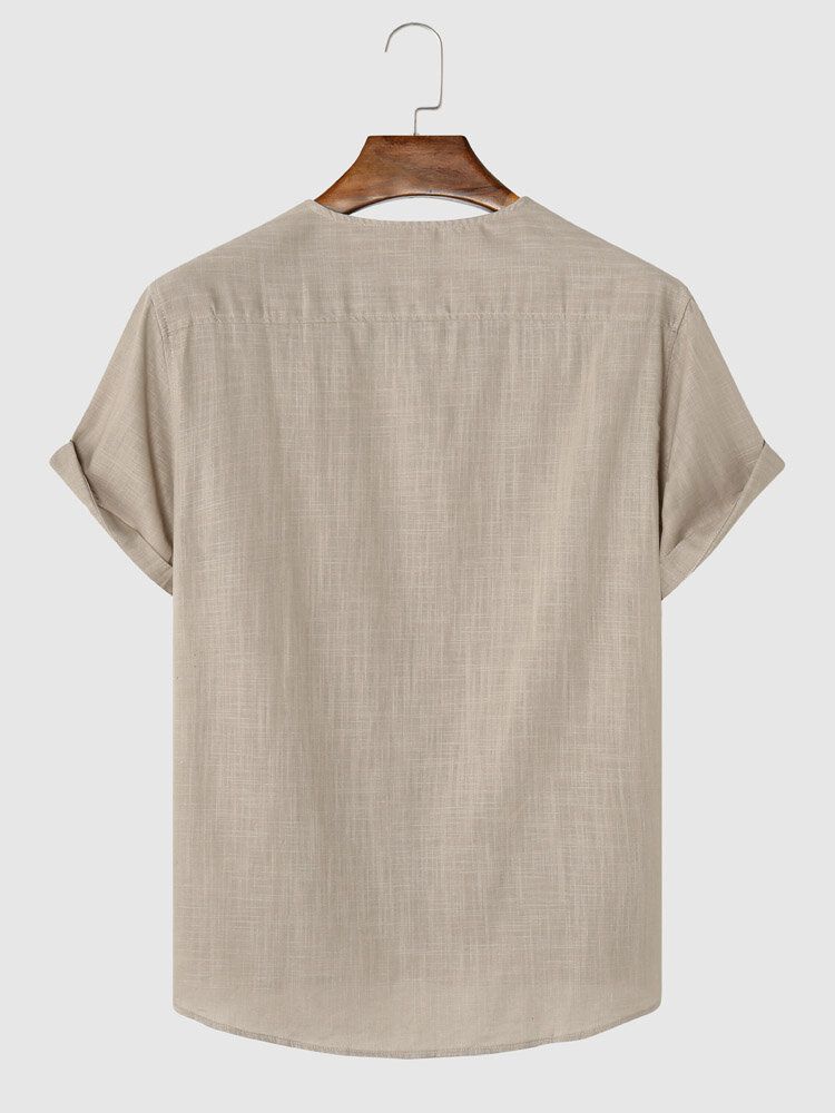 Män Enfärgad Knappfåll I Manschetten Casual Kortärmade Street Shirts