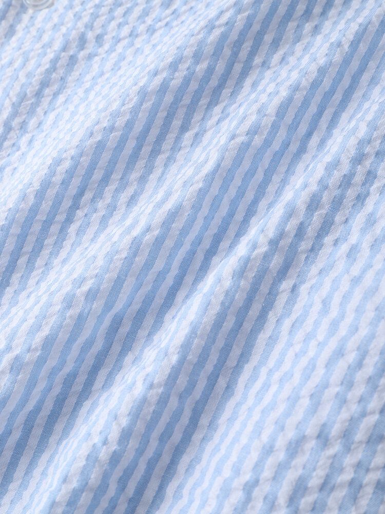 Män Patched Pinstriped Pocket Designed Graceful Leisure Alla Matchade Skjortor