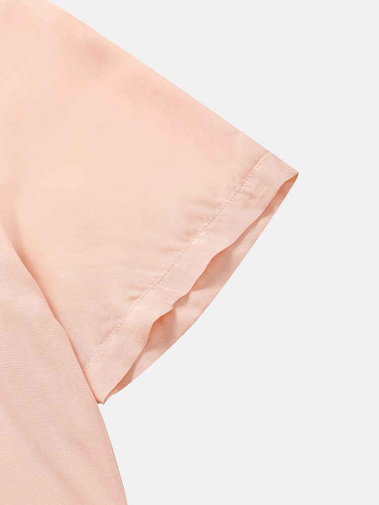 Män Plain Pocket Asymmetrisk Designade Knappar Krage Hudvänliga Casual Skjortor