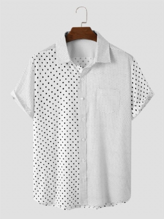 Män Polka Dot Patchwork Mjuka Andas Graceful Leisure Shirts