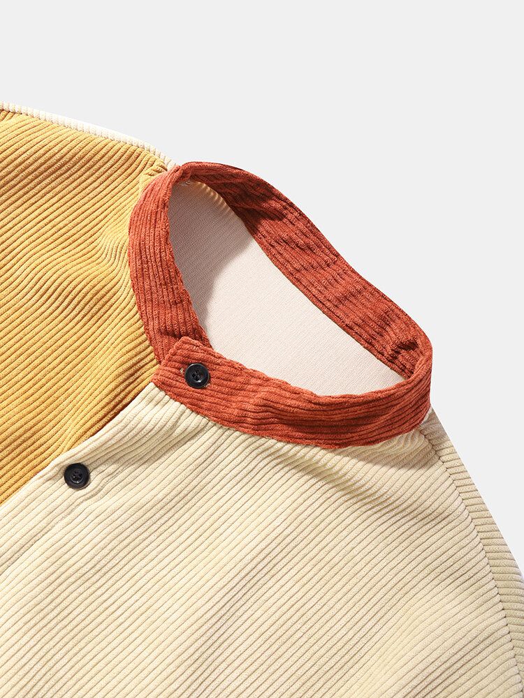 Manchester Colour Block Panel Patchwork Grandad Collar Shirts