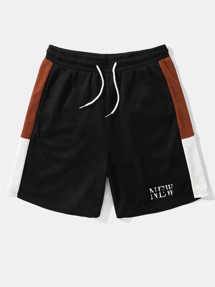 Stickade Brevtryck För Män Lapptäcke Skjortor Med Rund Hals Shorts Tvådelade Outfits