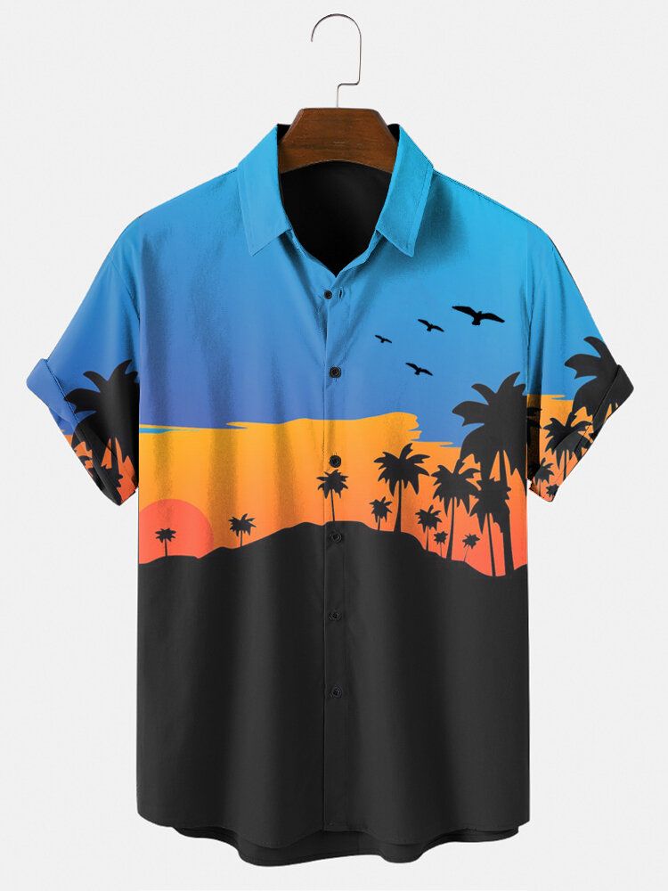 Tropical Landscape Print Vacation Kortärmade T-shirts