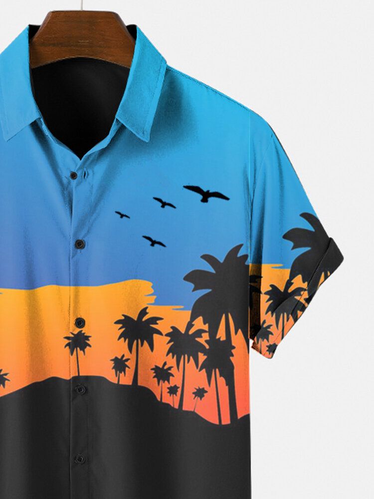 Tropical Landscape Print Vacation Kortärmade T-shirts