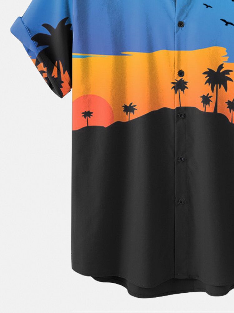 Tropical Landscape Print Vacation Kortärmade T-shirts