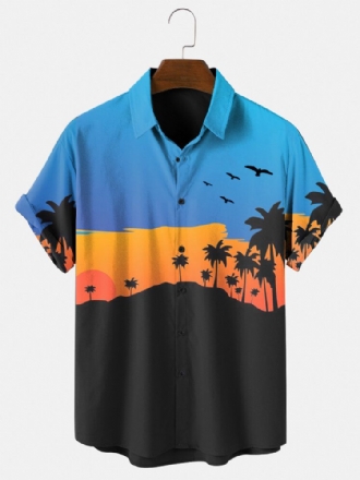 Tropical Landscape Print Vacation Kortärmade T-shirts