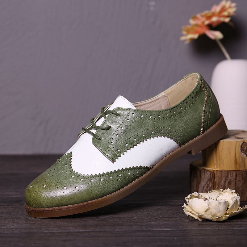 Color Block Snörning Casual Dam Brogue Flats Skor