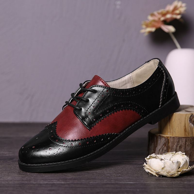 Color Block Snörning Casual Dam Brogue Flats Skor