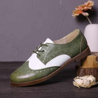 Color Block Snörning Casual Dam Brogue Flats Skor