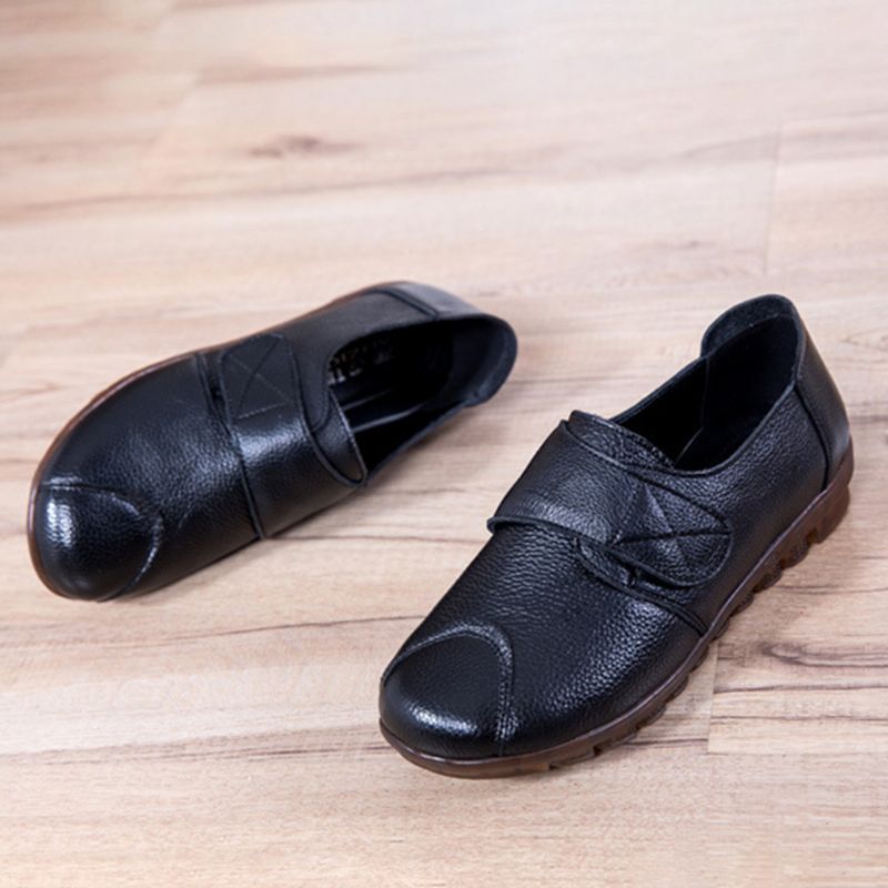 Dam Bekväm Mjuk Sula Halkfri Casual Loafers Med Kardborre