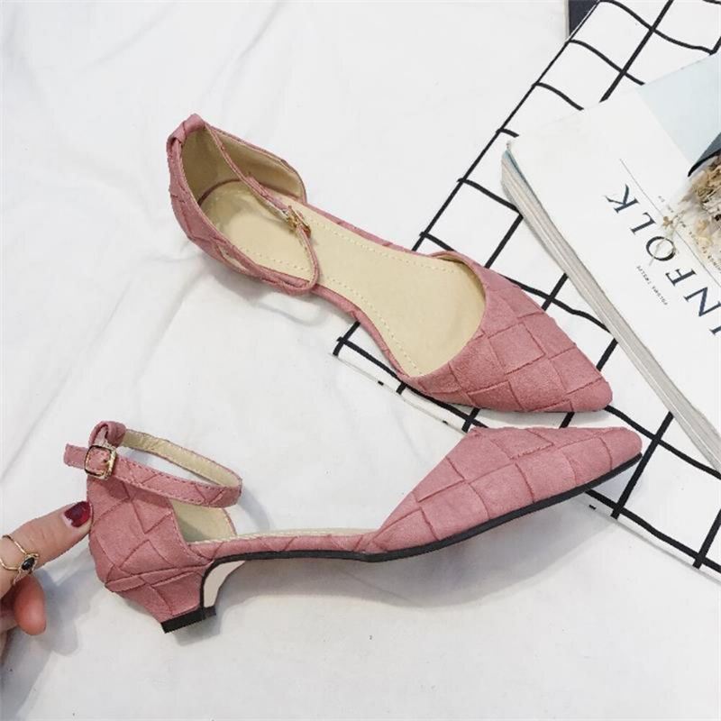 Dam Bekväm Spetsad Tå Chic Ankel Spänne Strap D'orsay Flats