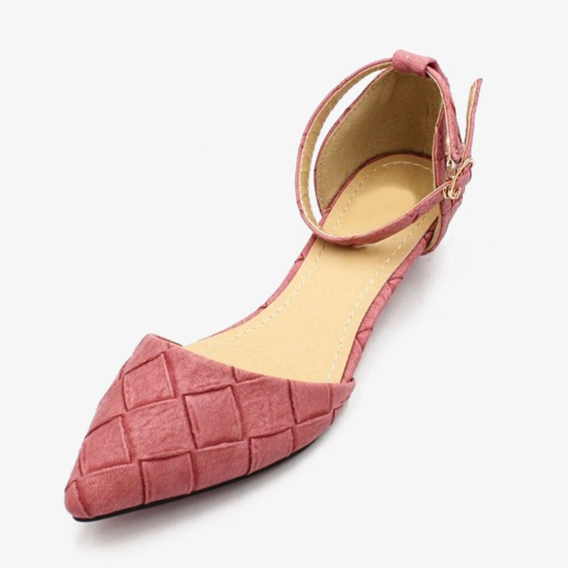 Dam Bekväm Spetsad Tå Chic Ankel Spänne Strap D'orsay Flats