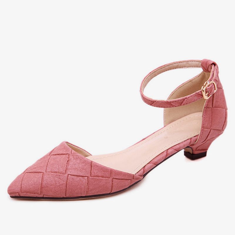 Dam Bekväm Spetsad Tå Chic Ankel Spänne Strap D'orsay Flats