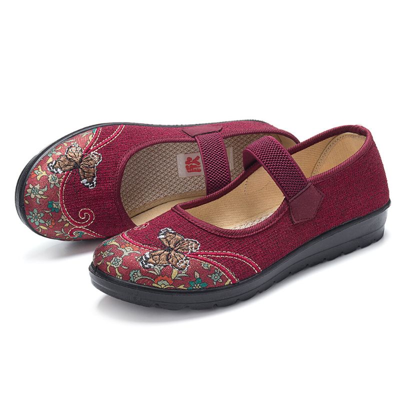 Dam Bekväma Halkfria Elastiska Band Mary Jane Flat Loafers