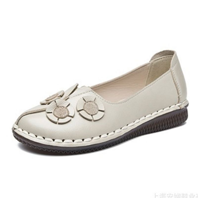 Dam Blommor Dekor Bekväm Casual Slip On Flat Loafers