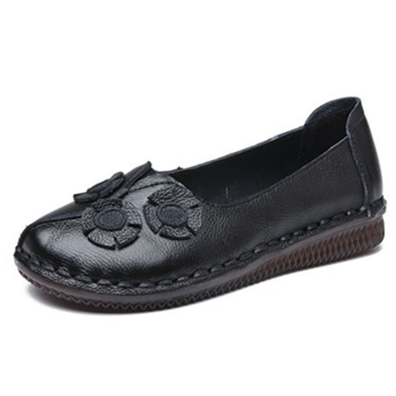 Dam Blommor Dekor Bekväm Casual Slip On Flat Loafers