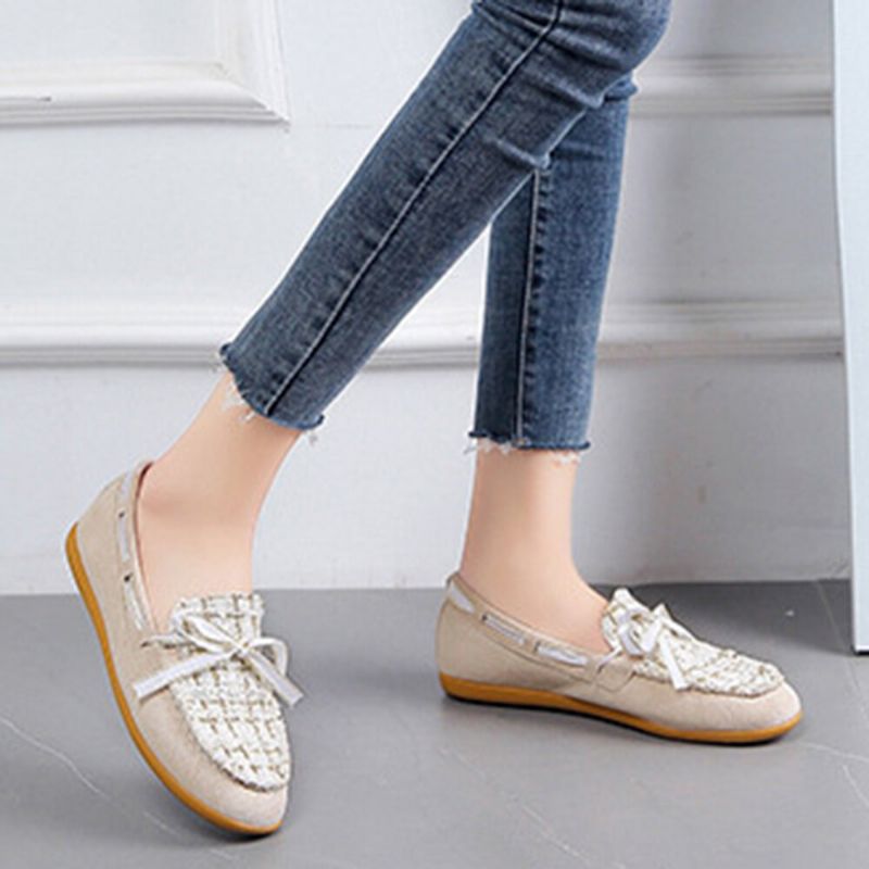 Dam Butterfly Knot Decor Liten Doft Vind Comfy Andas Casual Slip On Loafers