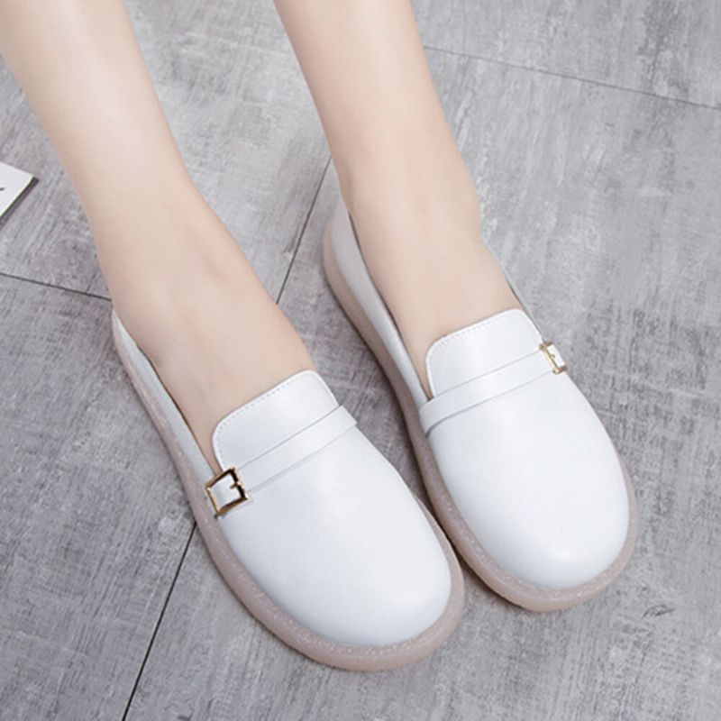 Dam Lättviktsspänne Enfärgad Mjuk Slip On Casual Comfy Flats