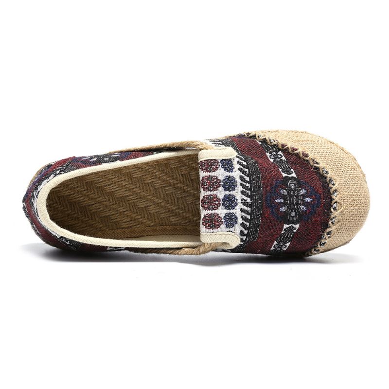 Dam Linne Halmmönster Casual Slip On Espadrille Flat Loafers