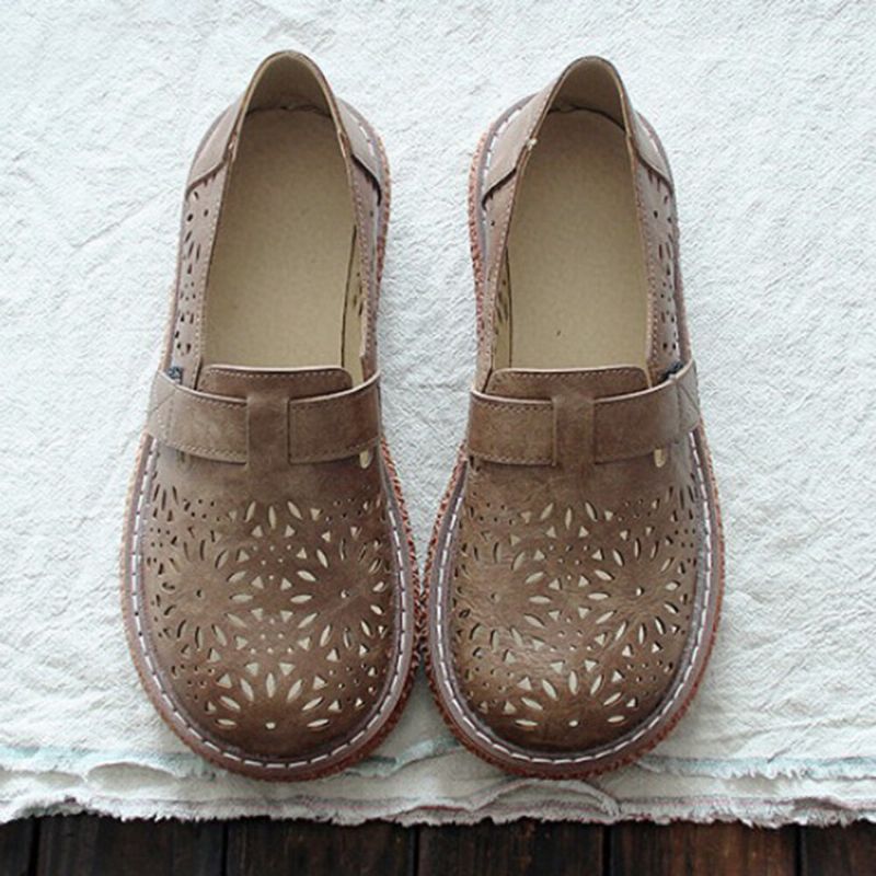 Dam Retro Casual Slip On Rund Toe Andas Slitstarka Loafers Skor