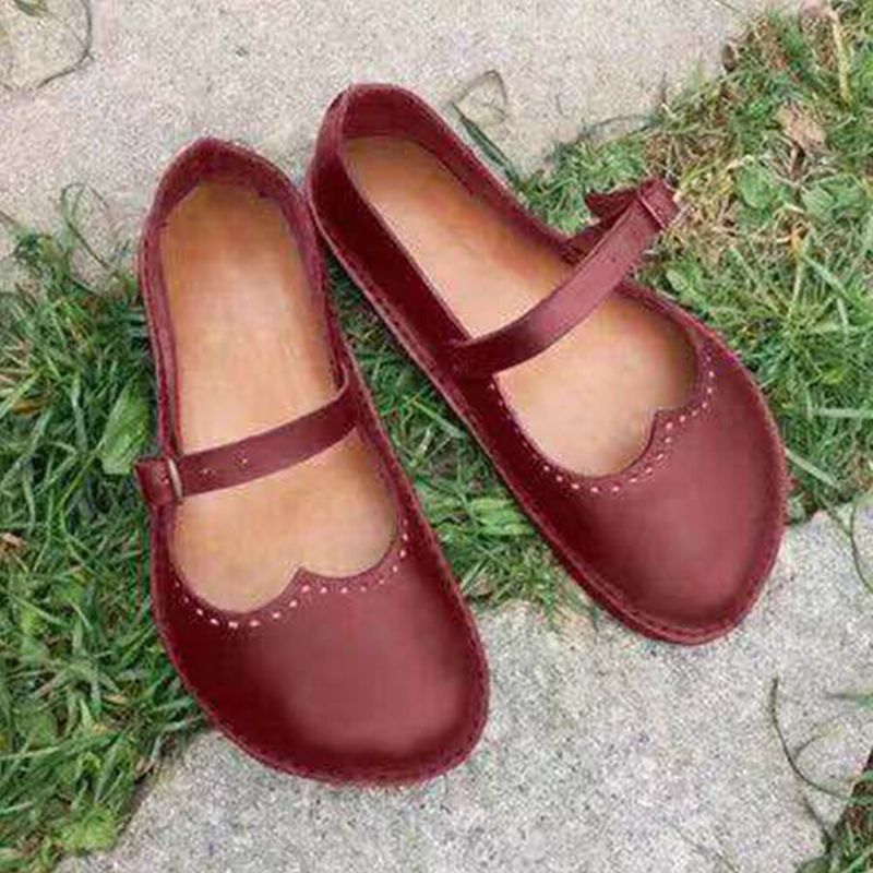 Dam Retro Stor Storlek Bekvämt Spänne Casual Spring Flats Loafers