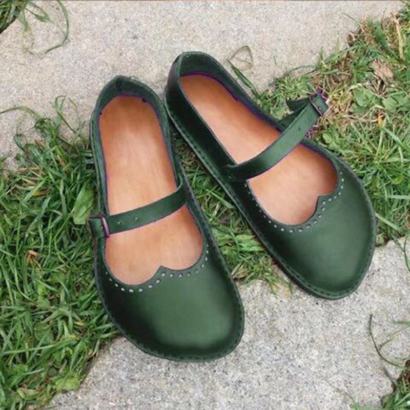 Dam Retro Stor Storlek Bekvämt Spänne Casual Spring Flats Loafers