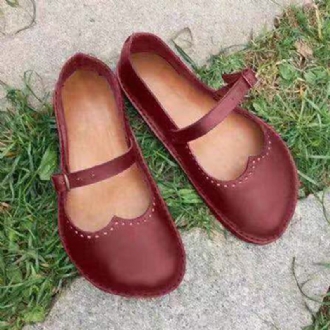 Dam Retro Stor Storlek Bekvämt Spänne Casual Spring Flats Loafers