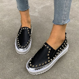 Dam Snygg Nit Solid Comfy Foder Mjuk Botten Platt Casual Loafers Skor