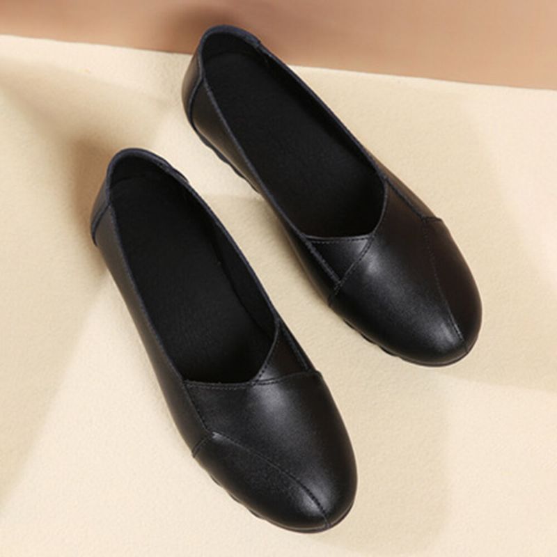 Damer Casual Andas Läder Halverat Bälte Slip-on Mjuk Sula Loafers