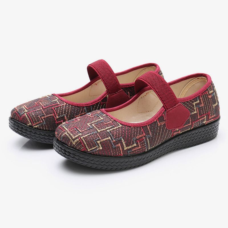 Damer Gamla Pekingtyg Elastiska Slip On Resistant Loafers