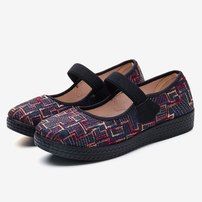 Damer Gamla Pekingtyg Elastiska Slip On Resistant Loafers