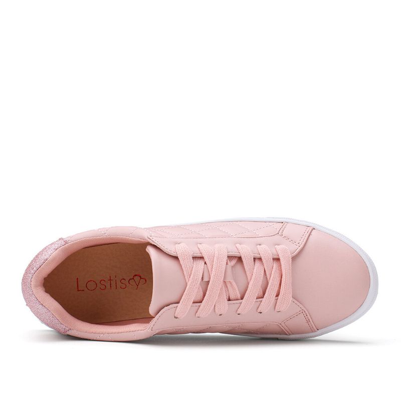 Damer Soild Color Plädsömmar Snörning Bekväma Casual Flats