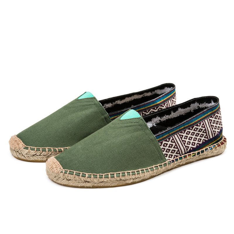 Damer Stor Storlek Etnisk Stil Linne Slip-on Espadrille Fisherman's Shoes