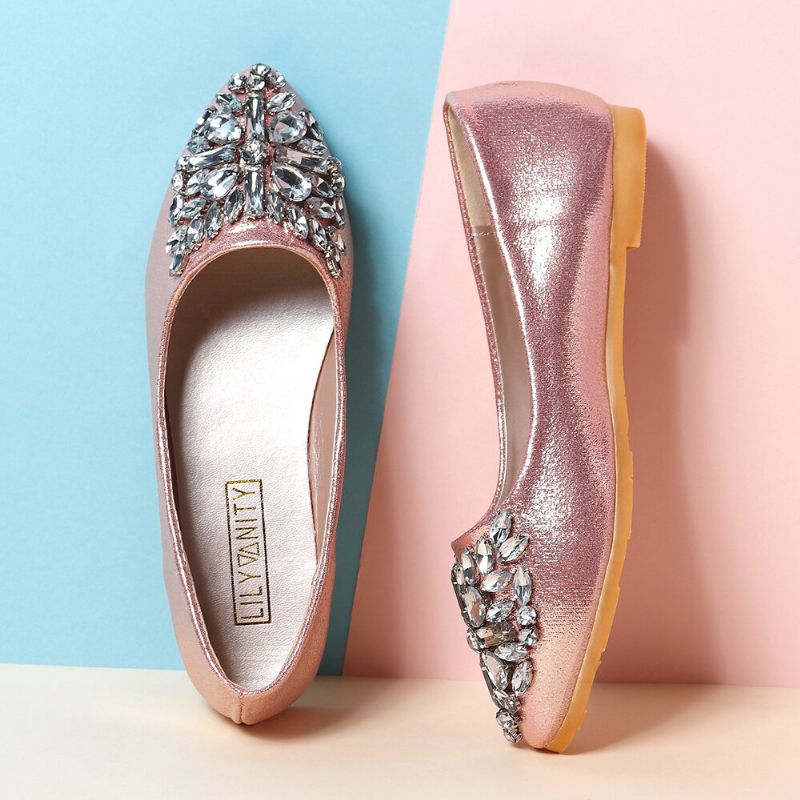 Damer Sweet Rhinestone Dam Lättvikts Rhinestone Dressy Flats