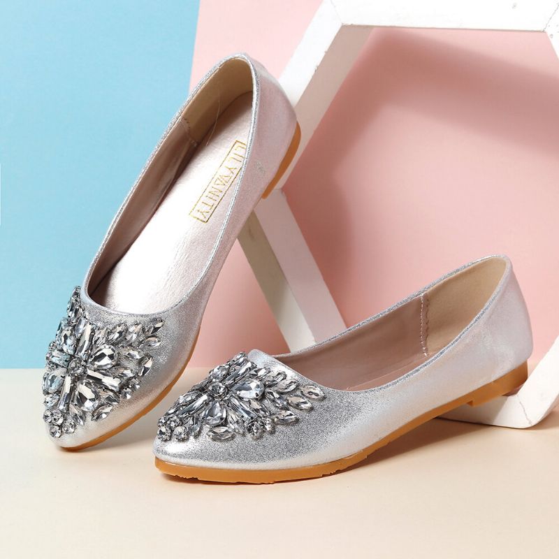 Damer Sweet Rhinestone Dam Lättvikts Rhinestone Dressy Flats