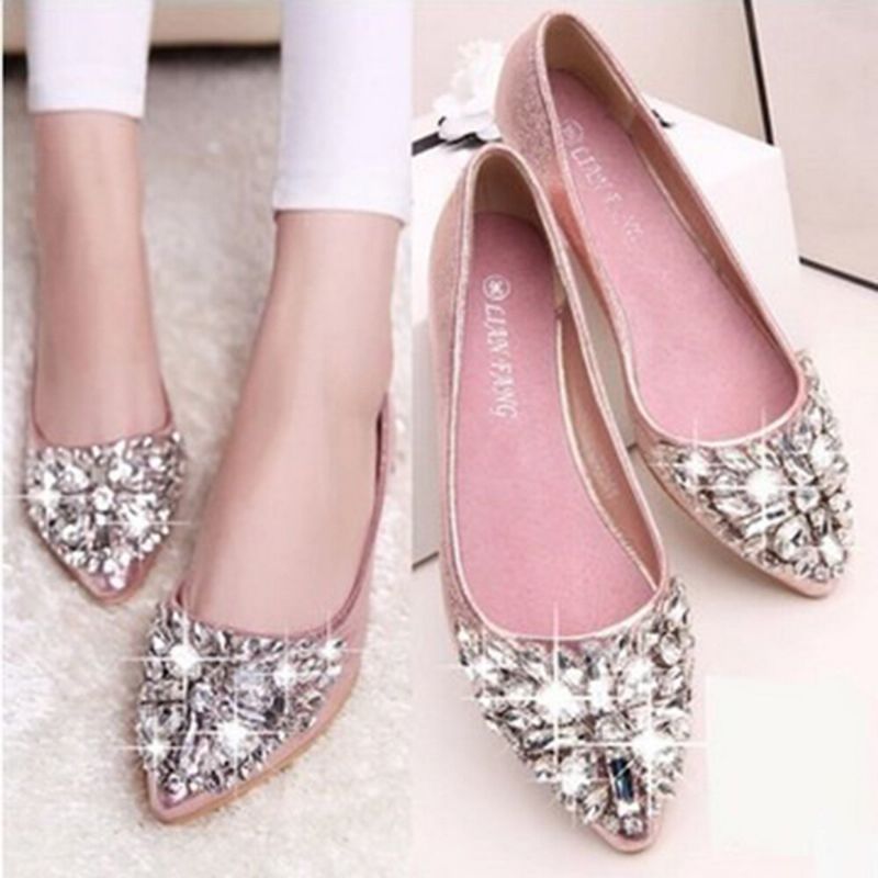 Damer Sweet Rhinestone Dam Lättvikts Rhinestone Dressy Flats