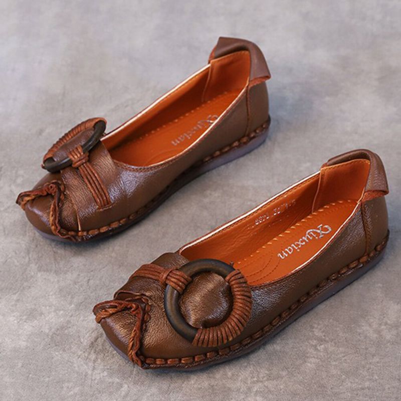 Handgjorda Handgjorda Inredningsdetaljer För Kvinnor Mjuk Mjuk Sula Casual Leather Loafers