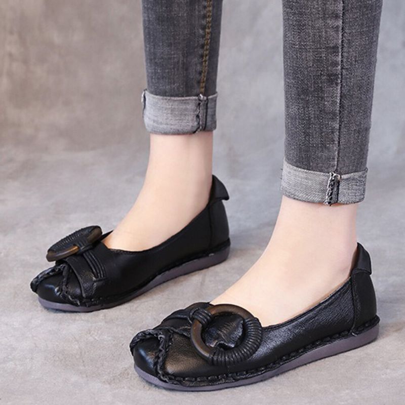 Handgjorda Handgjorda Inredningsdetaljer För Kvinnor Mjuk Mjuk Sula Casual Leather Loafers