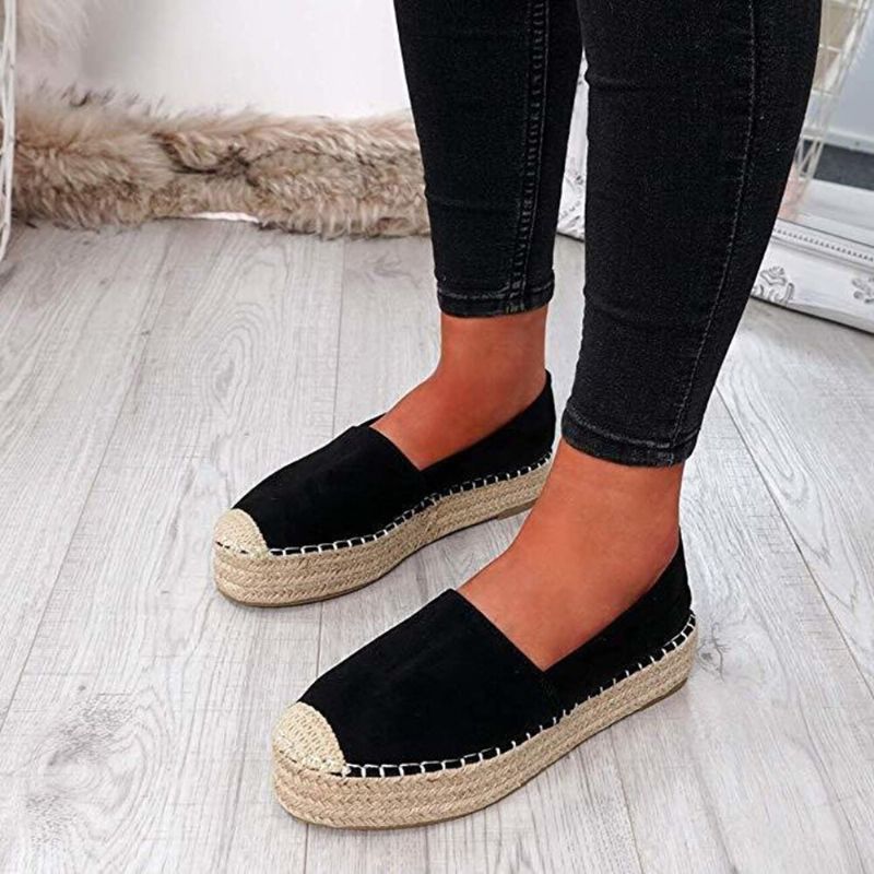 Kvinnor Bekväm Bärbar Casual Espadrille Slip On Platform Flats