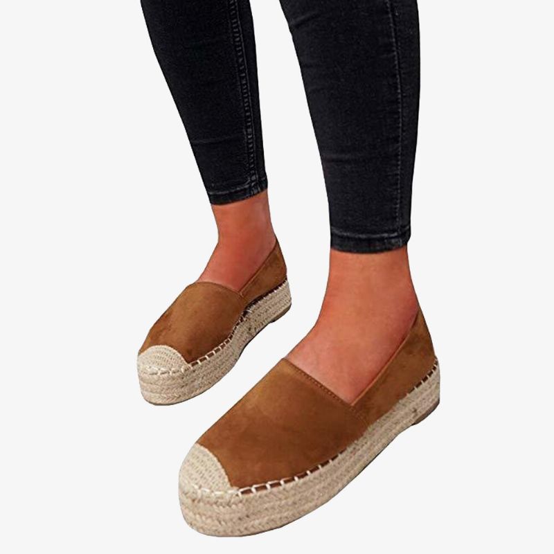 Kvinnor Bekväm Bärbar Casual Espadrille Slip On Platform Flats