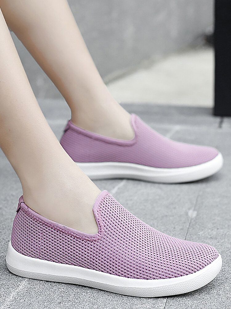 Kvinnor Casual Andas Mesh-tyg Mjuk Sula Slip-on Loafers